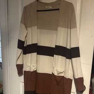 Women's Cardigan in Cream, Brown, and Tan